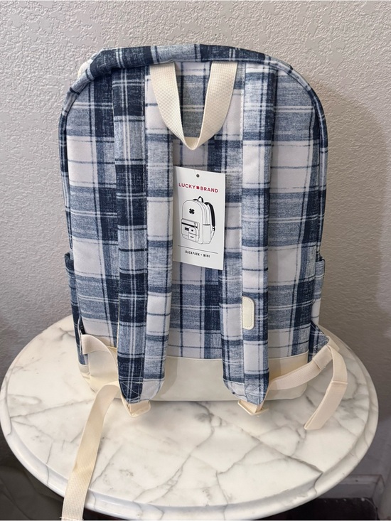 Lucky Brand Iconic Navy & White Plaid Backpack,lap top sleeve & mini pouch prep main image 8